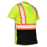 Hi Vis T-Shirt - Safety Shirt, ASNI Class 3 Reflective Safety Short Sleeve T-Shirt-6895-Blk-Yell-M