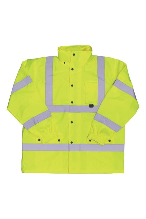 Hi-Vis Yellow Polyester Unisex Rain Jacket, 2XL