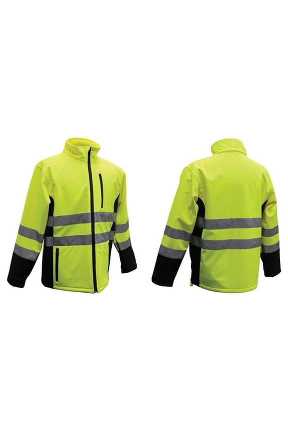 Hi-Vis Yellow Polyester Unisex Rain Jacket, 2XL