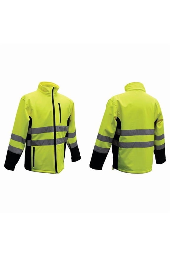 Hi-Vis Yellow Polyester Unisex Rain Jacket, 3XL