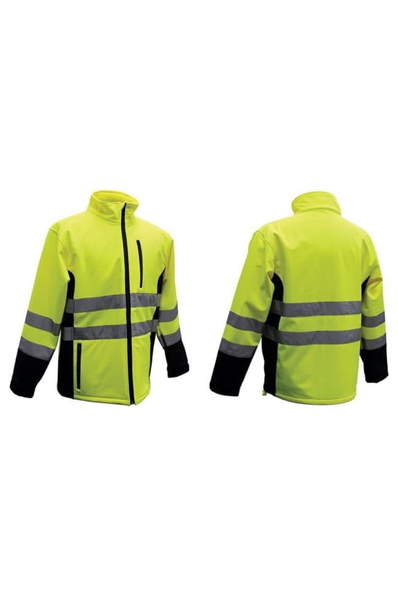 Hi-Vis Yellow Polyester Unisex Rain Jacket, Large