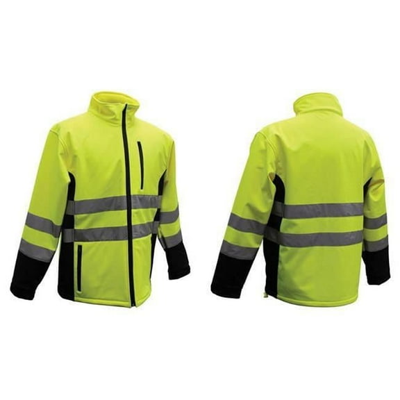 Hi-Vis Yellow Polyester Unisex Rain Jacket, Medium