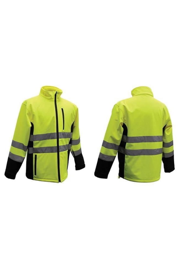 Hi-Vis Yellow Polyester Unisex Rain Jacket, Medium