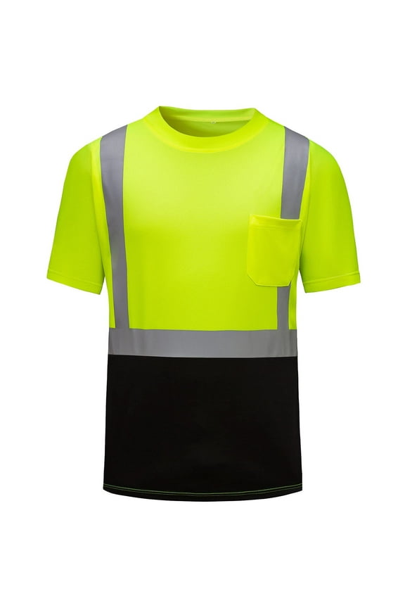 Hi Visibility Shirts for Men, Safety Shirts with Reflective Strips Hi Vis Construction Work Shirt with Pocket