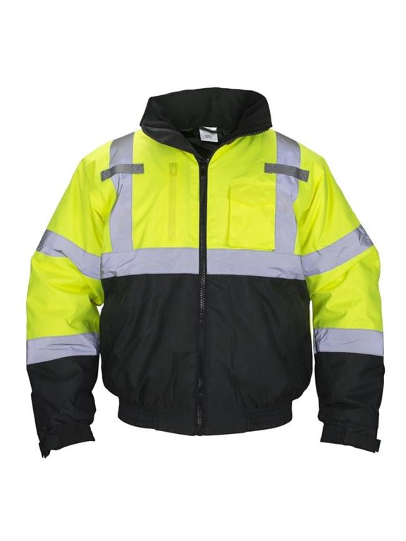 Hi-Viz Class 3 Hooded Bomber Jacket, Yellow - 2XL