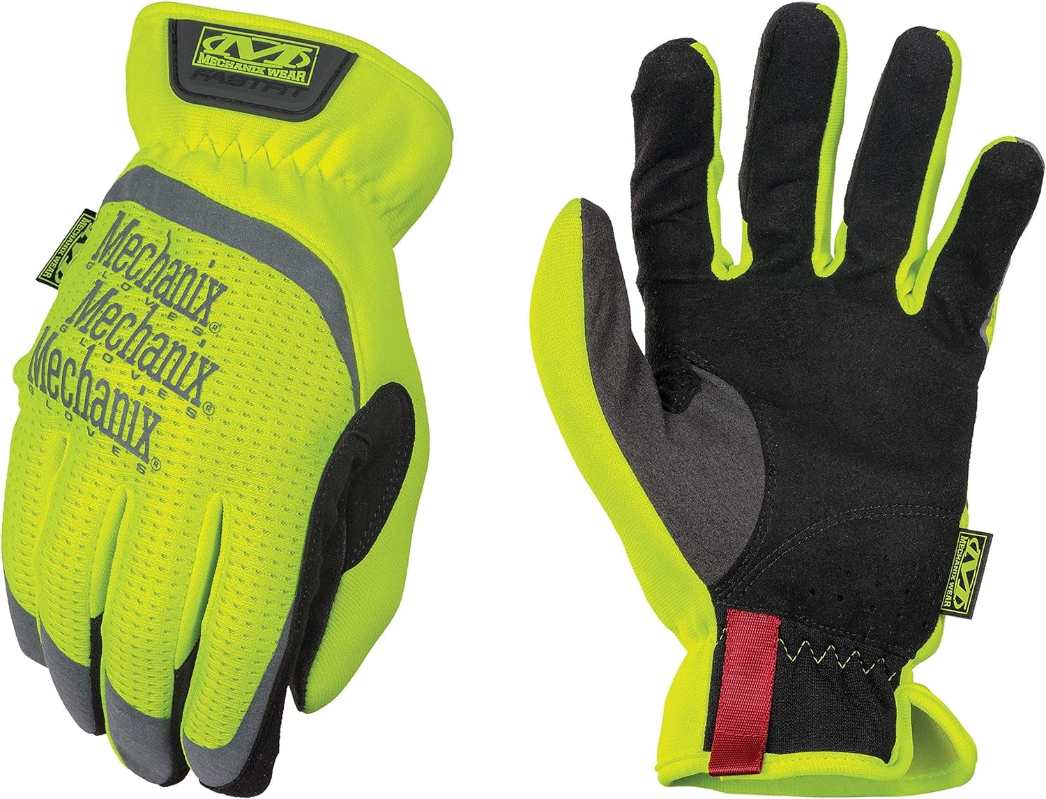 Hi-Viz FastFit Work Gloves with Secure Fit Elastic Cuff, Reflective and High Visibility, Touchscreen Capable, Safety Gloves for Men, Multi-Purpose Use (Fluorescent Yellow, X-Large)