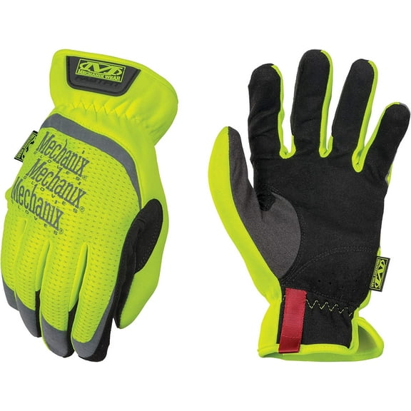 Hi-Viz FastFit Work Gloves with Secure Fit Elastic Cuff, Reflective and High Visibility, Touchscreen Capable, Safety Gloves for Men, Multi-Purpose Use (Fluorescent Yellow, X-Large)