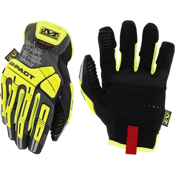 Hi-Viz M-Pact Open Cuff Gloves - High-Visibility Impact Gloves - For Builders Safety - For Construction - Vibration Absorbing - Fluorescent Yellow - XX-Large