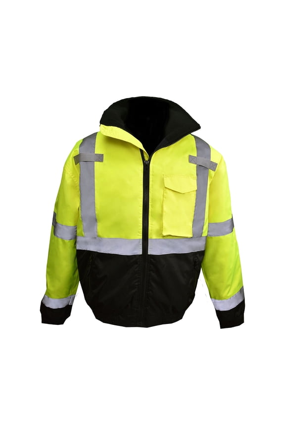 Hi-Viz Safety Bomber Jacket | Yellow | Rated Class 3 | Quilted | Weatherproof