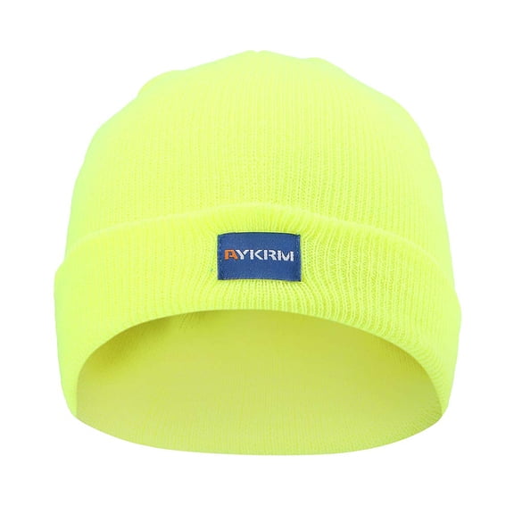 Hi Viz Skull Cap, A-SAFETY, Daily Knit Ribbed Beanie and Running Soft Cap Ultimate Thermal Retention Headwear