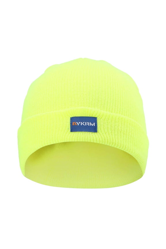 Hi Viz Skull Cap, A-SAFETY, Daily Knit Ribbed Beanie and Running Soft Cap Ultimate Thermal Retention Headwear
