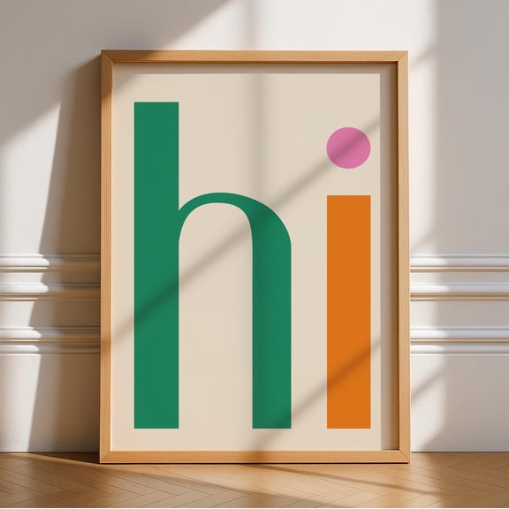 Hi Word Print Art Typography Poster Art Quotes Simple Hello Wall Art Retro Trendy Minimalist Poster Bright Simple