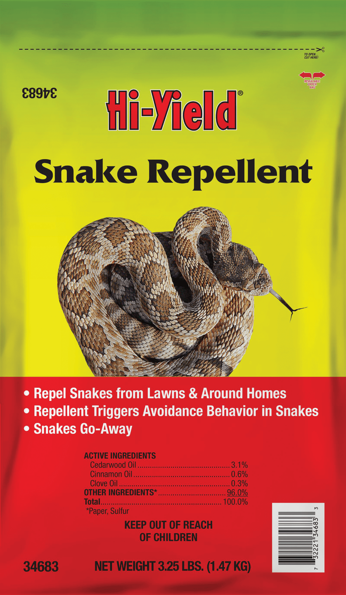 Snake Control Sign Hi-Yield Snake Repellent - Pack of 6 — Residential Use, Standard ...