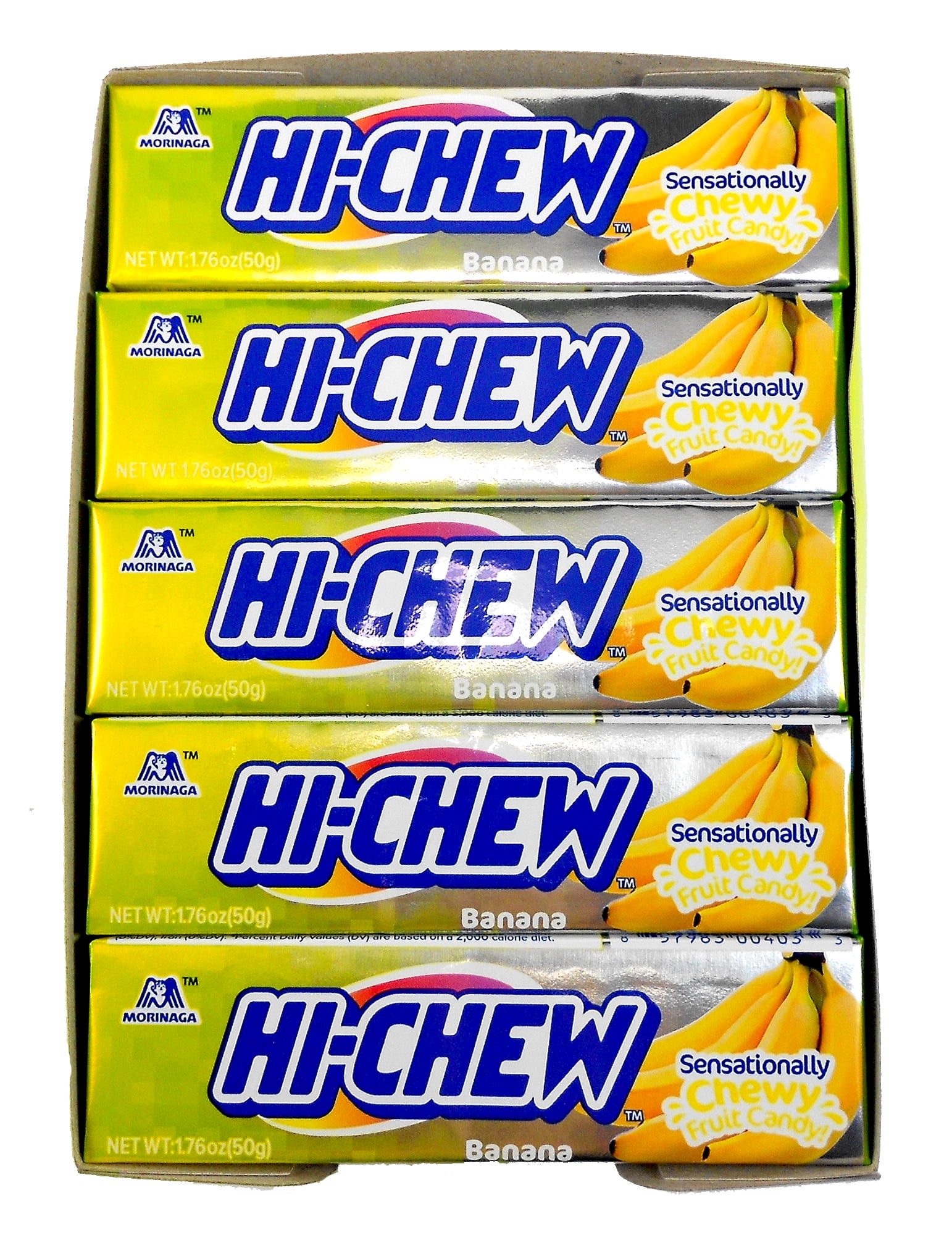 Hi-chew Banana Chewy Fruit Candies 1.76 oz. bar By Morinaga (10-pack)