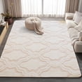 thumbnail image 1 of Pentantan 5ft x 8ft Shag Area Rugs for Living Room, Modern Geometric Fluffy Bedroom Carpet, Beige & White, 1 of 8