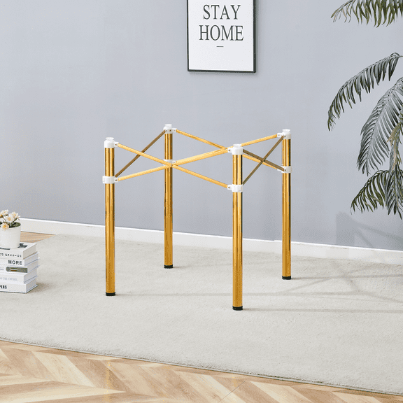 Hi loPres 1-Piece 28.7" High Folding Table Base, Golden Stainless Steel Retractable Frame, Space-Saving Metal Table Legs