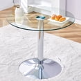 thumbnail image 1 of Hi loPres 35-Inch Round Dining Table, Modern Tempered Glass Top with Silver Chrome Pedestal Base for Kitchen, 1 of 7