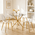 thumbnail image 1 of Hi loPres 36.6-Inch Round Glass Dining Table Set for 4, Modern Gold Metal Legs with Transparent Chairs, 5-Piece Kitchen Room Furniture, 1 of 9
