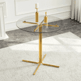 thumbnail image 1 of Hi loPres 36" Modern Round Glass Bar Table, Tempered Glass High Counter Table with Sturdy Gold Chrome Pedestal Base for Kitchen, Breakfast Nook, 1 of 7
