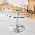 thumbnail image 1 of Hi loPres 40" Round Glass Dining Table, Modern Minimalist Kitchen Table with Clear Tempered Glass Top and Sturdy Silver Chrome Pedestal Base, 1 of 7