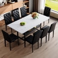 thumbnail image 1 of Hi loPres 71" Modern Dining Table Set for 8 with Storage Shelf, Stylish White Textured Kitchen Table and 8 Premium Black PU Leather Chairs for Dining Room, 1 of 10