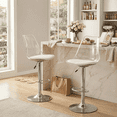 thumbnail image 1 of Hi loPres Set of 2 Modern Adjustable Swivel Bar Stools, Clear Backrest with Silver Metal Base Counter Height Kitchen Island Chairs, 1 of 8