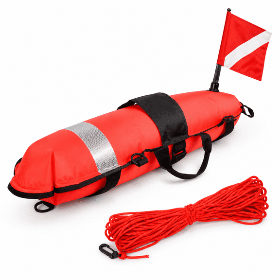Hi-vi Inflatable Dive Float Buoy with Surface Marker for Diving and Snorkeling