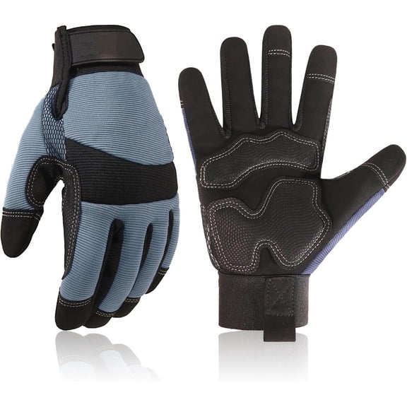 Hi-vis Reflective Work Gloves, Anti Vibration Safety Gloves, Touch Screen, Orange Flexible Spandex Back