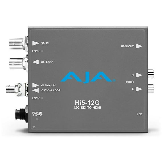 AJA Hi5-12G-R-ST 12G-SDI to HDMI 2.0 Mini-Converter with ST Fiber Receiver