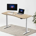 thumbnail image 1 of Hi5 Ez Electric Height Adjustable Standing Desk with ergonomic contoured Tabletop (71"x 31.50") and dual motor lift system for Home Office Workstation -(Oak Color top/ White frame), 1 of 8