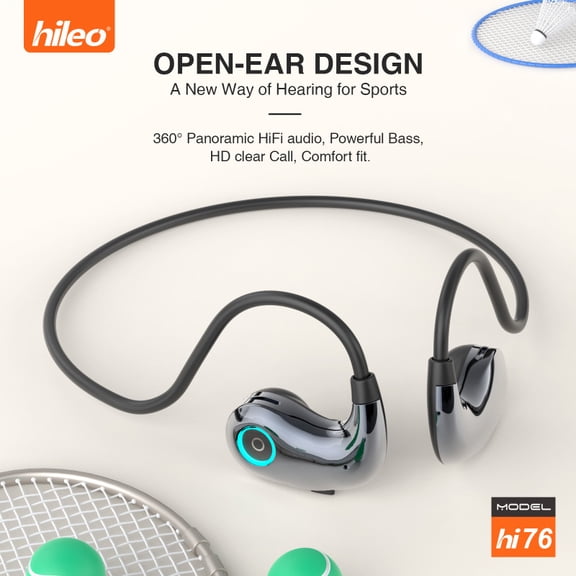 Hi76 dual ear open type non in ear hanging Bluetooth earphones for gaming, music memory, wearing, air conduction, top pin magnetic charging