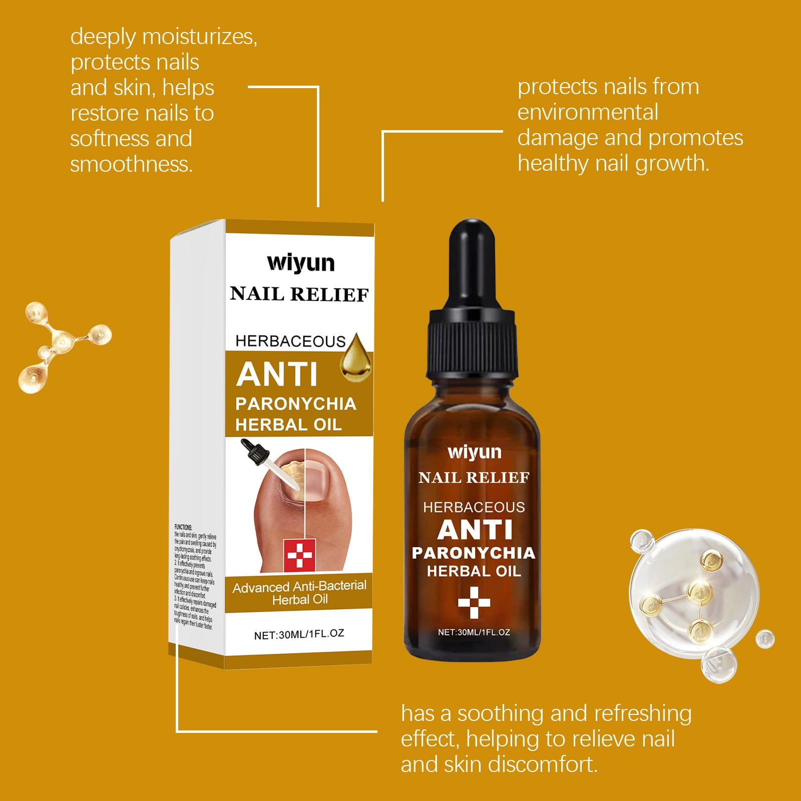 HiAZHWU 30ML Anti Paronychia Herbal Oil Can Quickly Soothes Nail