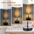 thumbnail image 1 of HiBay 2-Set 17.75" Touch Bedside Table Lamps with USB Charging Ports & AC Outlet, Industrial Black 3-Way Dimmable LED Nightstand Lights with Silver-Gray Shade for Bedroom Living Room Decor, 1 of 7