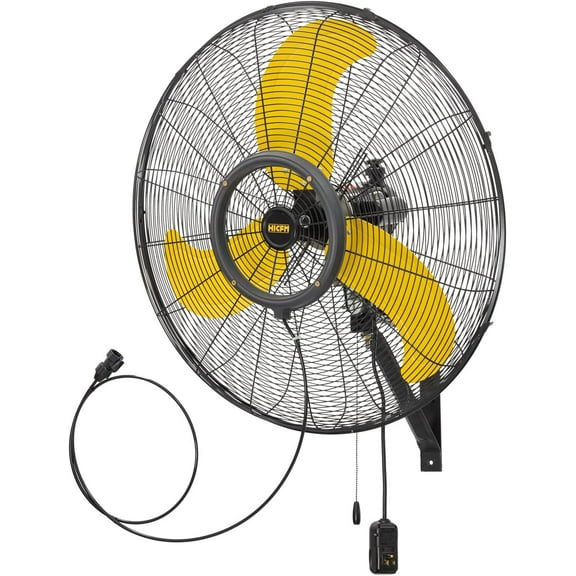 HiCFM 30 inch Misting Outdoor Oscillation Weatherproof Wall Mounted Fan with IP44 Enclosure Motor, GFCI Plug, 9300 CFM 3-Speeds High Velocity Powerful Wall Fan, UL Outdoor Approved