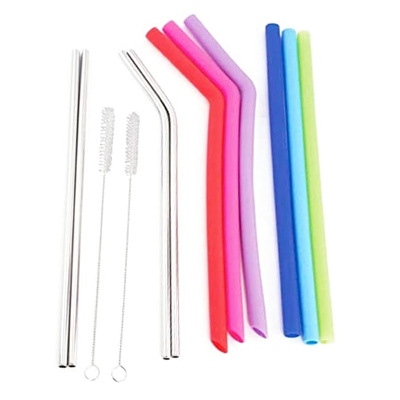 HiDR8 Stainless Steel & Silicone Ten Straw Variety Set Multicolor