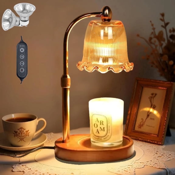 HIDAWN Candle Warmer Lamp with Timer Dimmable,Adjustable Height,Wax Melt Warmer for Jar Candles with 2 Bulbs,Birthday Gifts for Women Mom, House Warming Gifts New Home DecorCandles Not Included