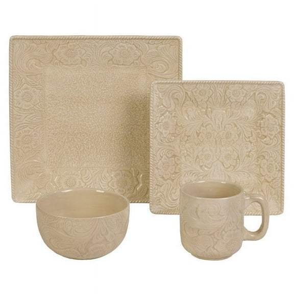 HiEnd Accents  16-Piece Savanah Dishes Set Cream