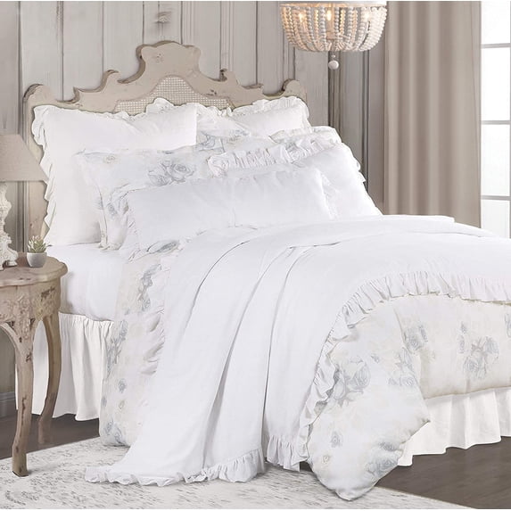 HiEnd Accents 3 Pc Rosaline Washed Linen King Comforter Set King White