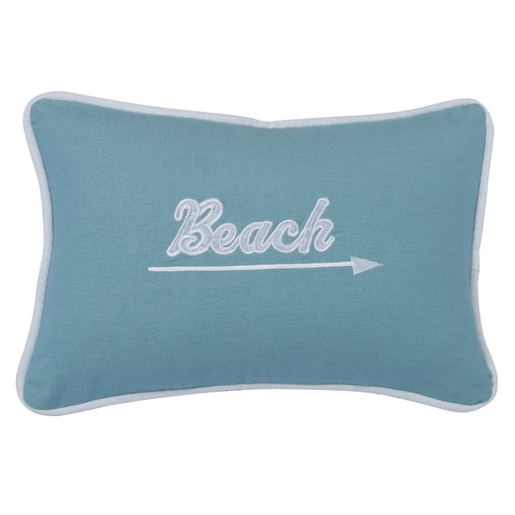 HiEnd Accents Beach Embroidered Throw Pillow (12" x 18")