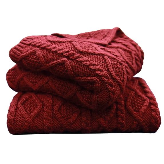 HiEnd Accents Cable Knit Throw, 50X60 Red