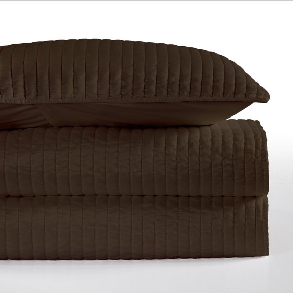 HiEnd Accents Channel Satin Quilt, Full/Queen Chocolate