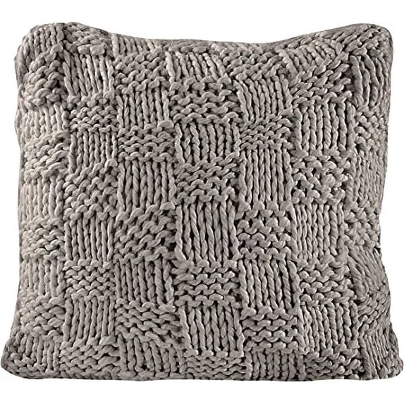 HiEnd Accents Chess Knit Euro Sham, 27x27 inch, Taupe Solid Color, Modern Farmhouse Rustic Style Soft Cozy Luxury Pillow Cover