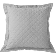 HiEnd Accents Linen Cotton Diamond Quilted Pillow Sham Cover, Gray, Euro 26 x 26