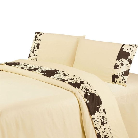 HiEnd Accents Printed Cowhide Sheet Set Full Cream