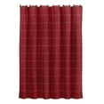 HiEnd Accents Red Cotton Window Pane Shower Curtain With Button Detail