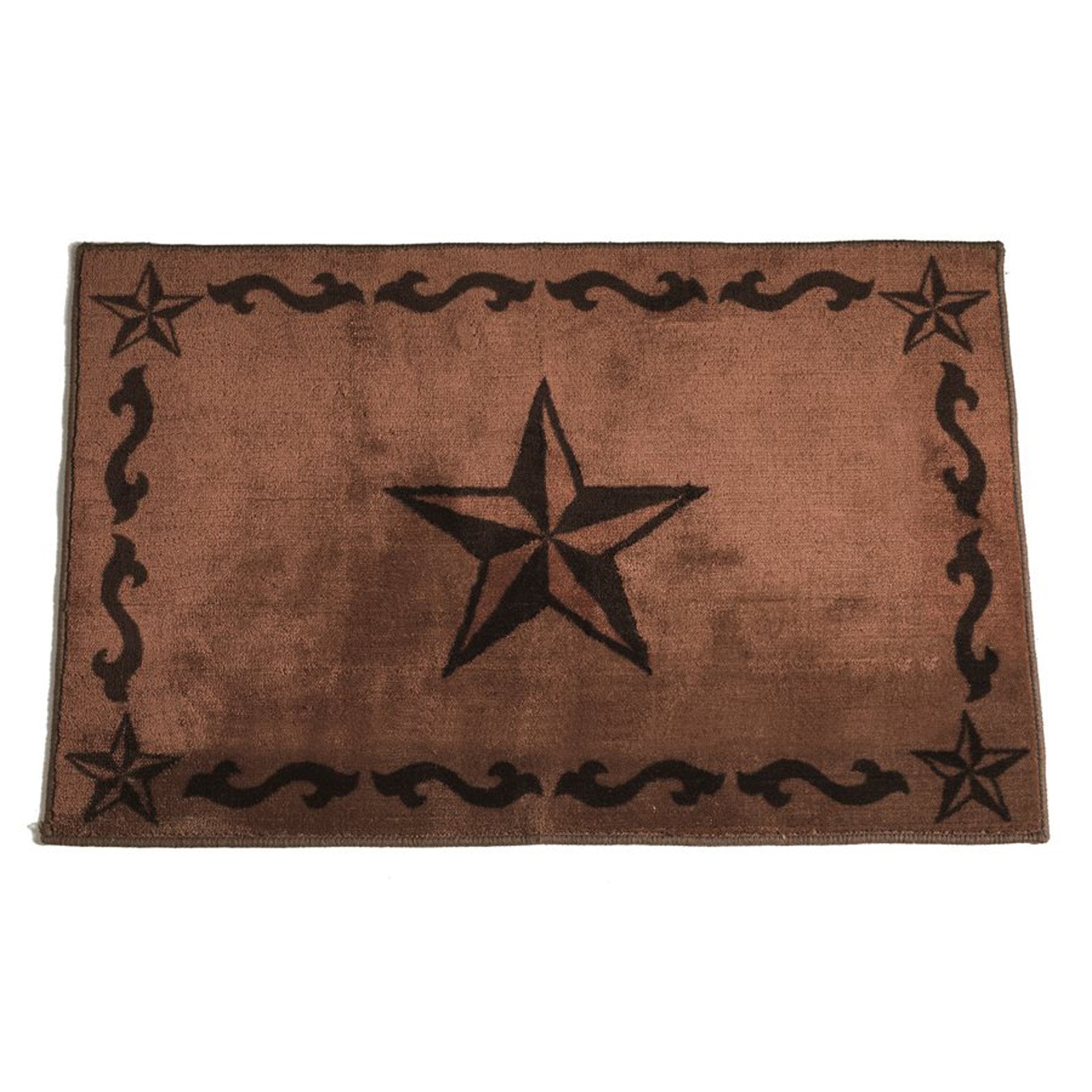 Chocolate and Tan Acrylic Western Star Area Rug