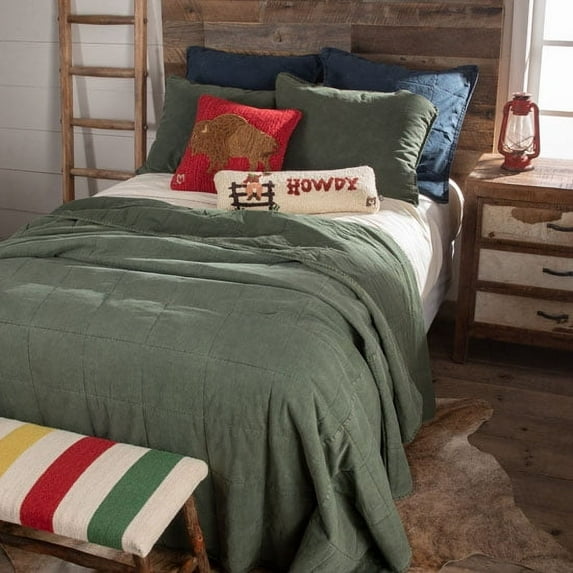 HiEnd Accents Stonewashed Cotton Canvas Coverlet Classic Chic Casual Bedding Lightweight Bed Cover, King