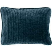 HiEnd Accents Stonewashed Cotton Velvet Boudoir Pillow, 12x16 Deep Blue Deep Blue 12 x 16