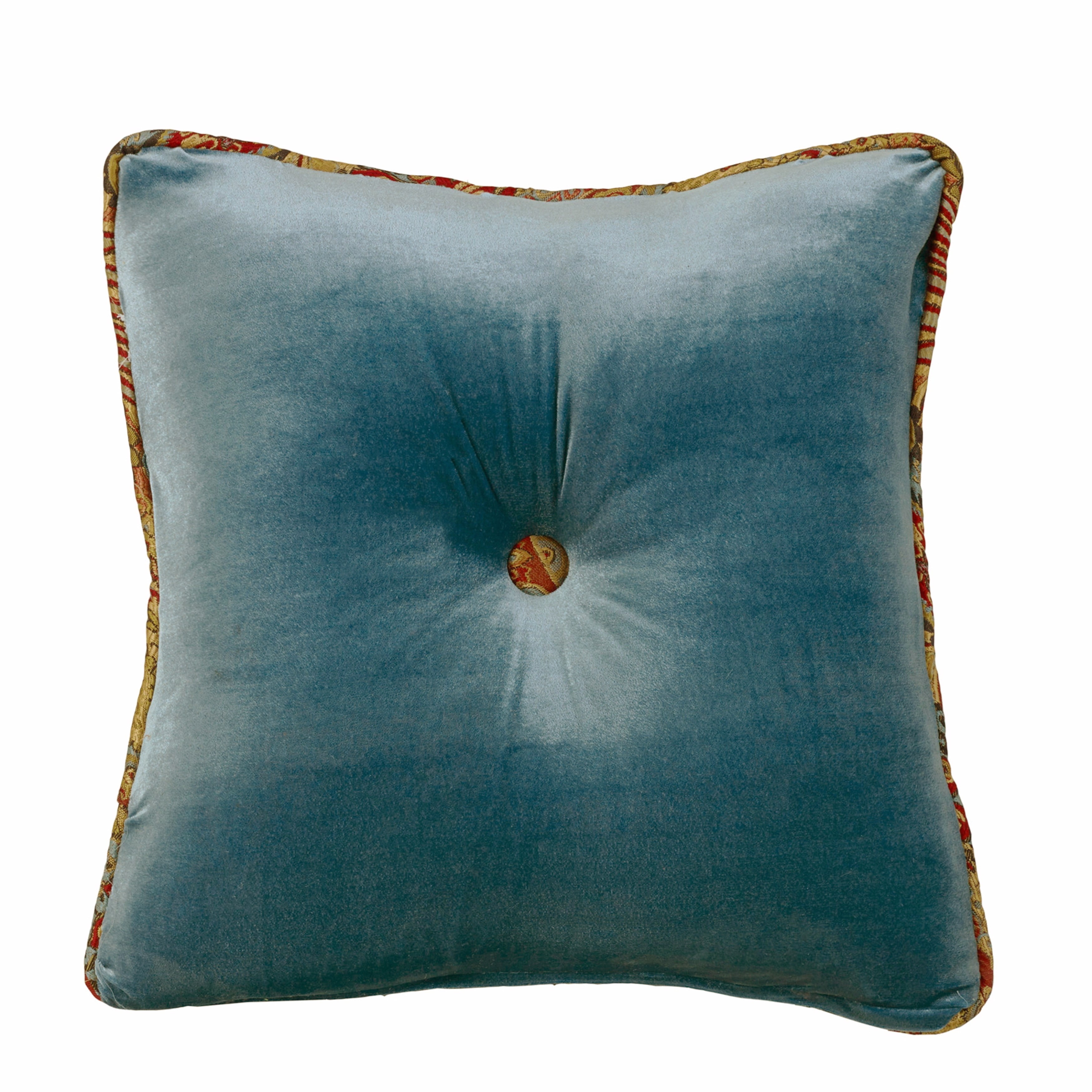 HiEnd Accents  Teal Velvet 18-inch x 18-inch Tufted Throw Pillow With Contrasting Paisley Butt