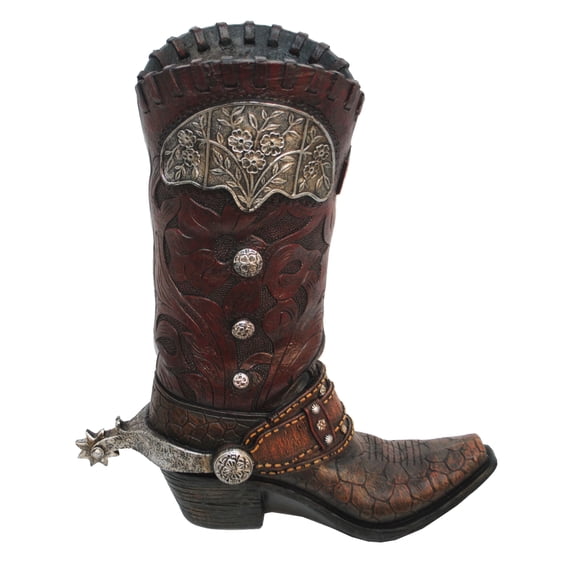HiEnd Accents Tooled Cowboy Boot Vase